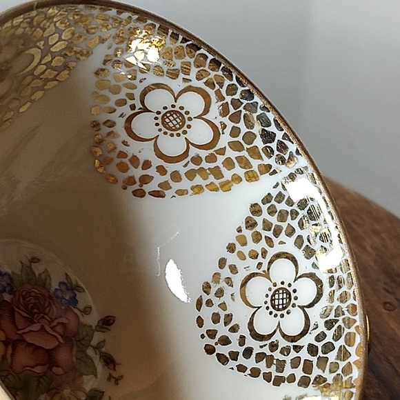 Winterling Bavaria Germany Floral Cup & Saucer Small Gold Flowers Spots Vintage - Picture 5 of 16